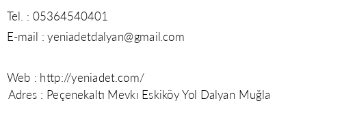 Yeni Adet Dalyan Hotel telefon numaralar, faks, e-mail, posta adresi ve iletiim bilgileri